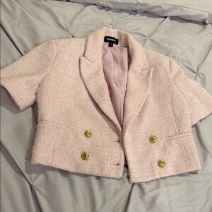 Express Women's Light Pink Blazer with Gold Buttons